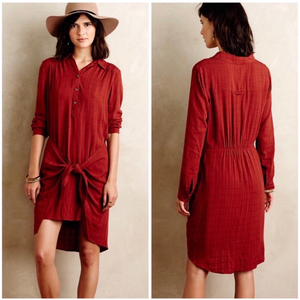 Anthropologie Maeve Bloomsbury Tie Front Dress